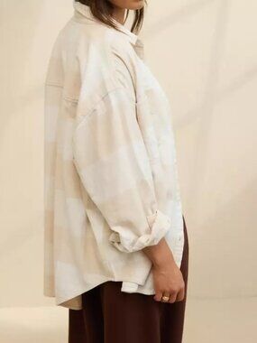 NWT AERIE Anytime Fave Flannel Button Down Shirt Size Large